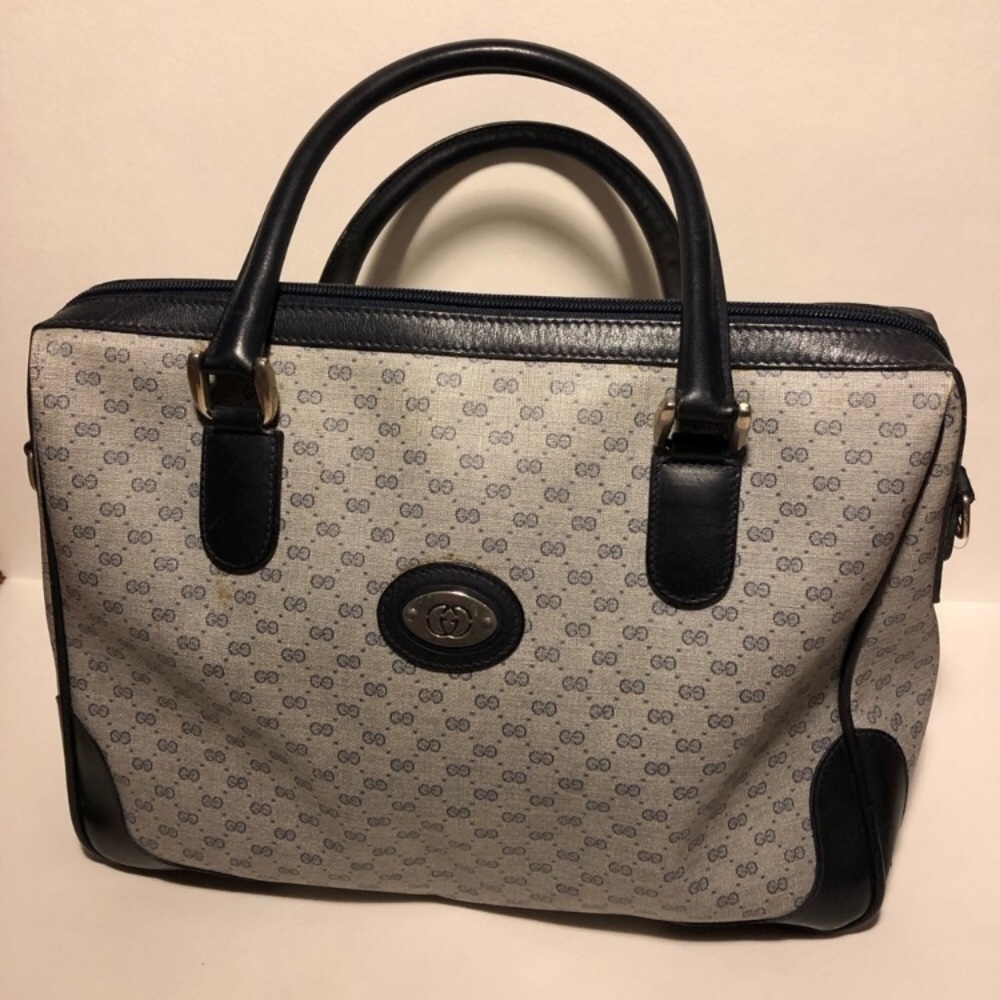 Vintage Navy Blue and Gray Purse